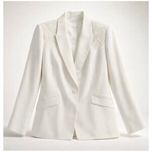 Ivory Blazer Crochet Lace Cato Boho Minimalist Chic Western Plus 26/28W